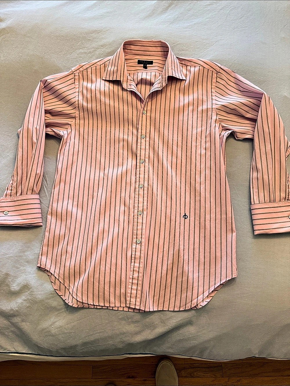 rag & bone Striped Button Down Pink & Black oversized dress shirt